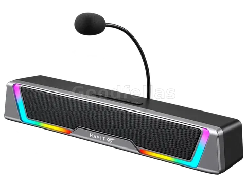HAVIT GAMENOTE SK221 RGB Gaming Soundbar 6W with Detachable Microphone - Black/Grey