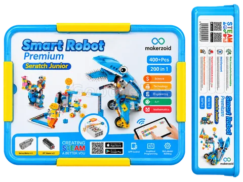 Makerzoid Smart Robot Premium Scratch Junior – 400+ PCS – 200+ in 1 Programmable STEAM Robotics Kit