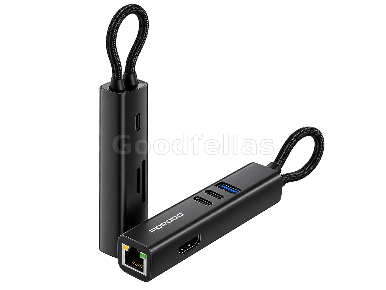 Porodo 8-in-1 Multi-Port USB-C Hub 100W PD 4K HDMI 5Gbps - Black
