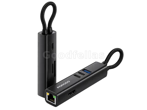 Porodo 8-in-1 Multi-Port USB-C Hub 100W PD 4K HDMI 5Gbps - Black