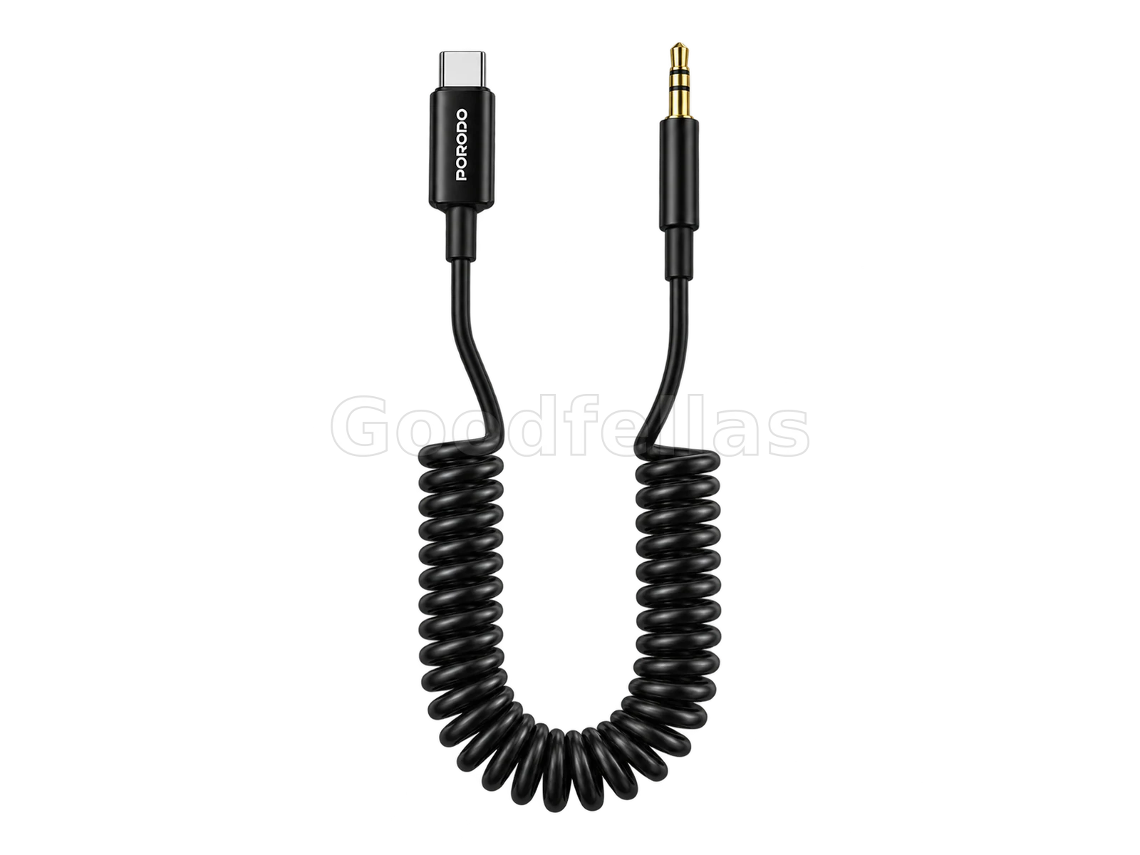 Porodo Type-C to 3.5mm AUX Coiled Audio Cable 1.2m - Black