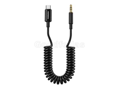 Porodo Type-C to 3.5mm AUX Coiled Audio Cable 1.2m - Black
