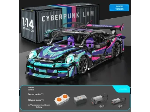 J2017 — 1:14 Cyberpunk 911-Style Sports Car Building Set