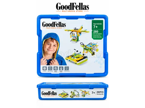 Goodfellas Robotics 280 PCS Educational Construction & Robotics Building Kit – Blue Storage Case – Age 7+