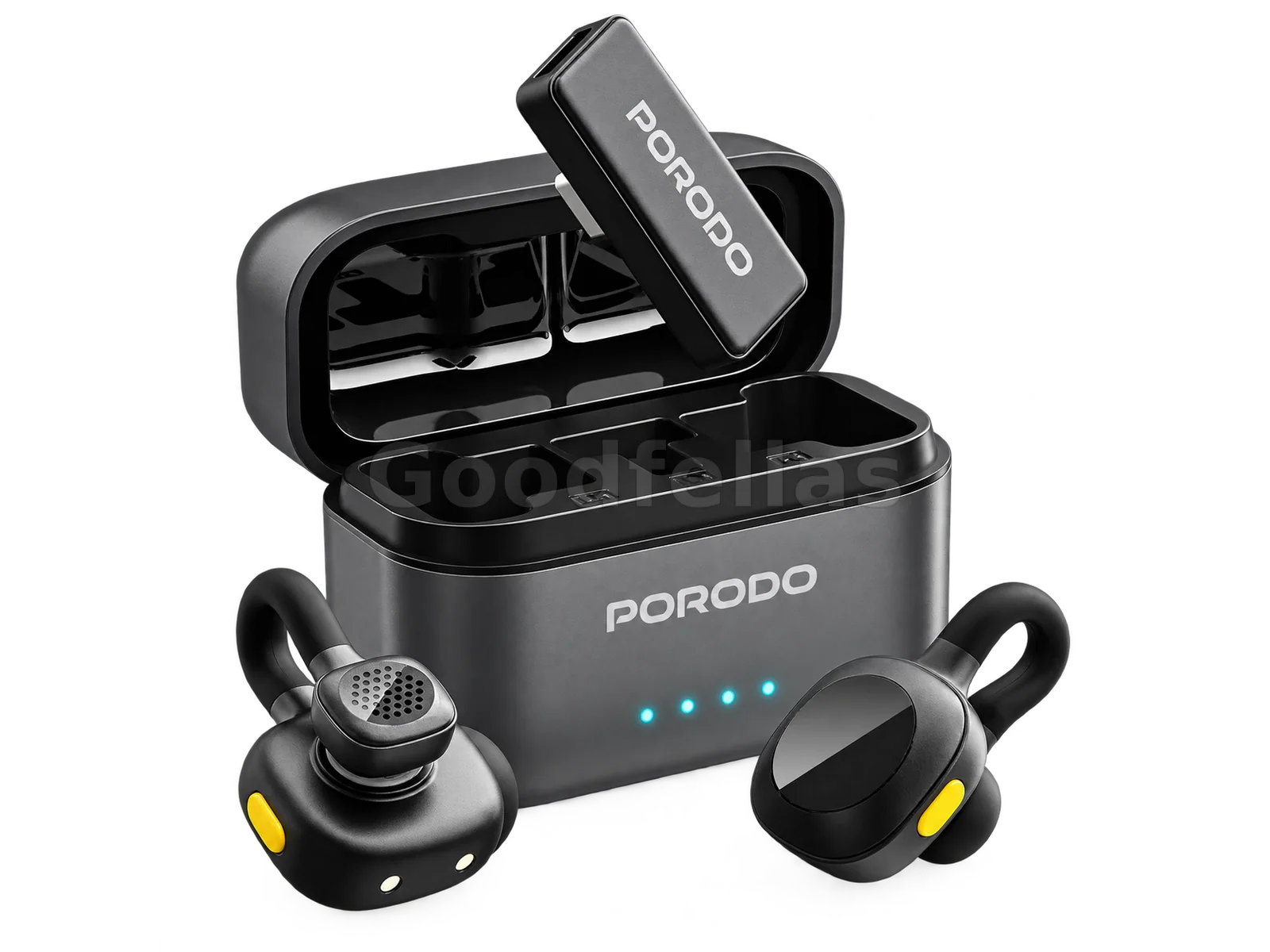 Porodo Movo Wireless Lavalier Microphone Type-C with Charging Case - Black