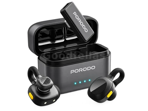 Porodo Movo Wireless Lavalier Microphone Type-C with Charging Case - Black