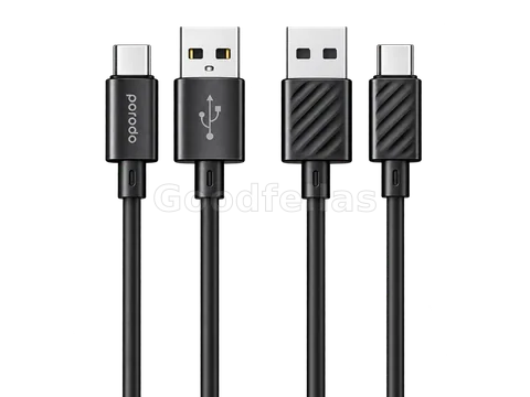 Porodo Blue USB-A to USB-C Fast Charging & Data Cable 3A 1.2m - Black