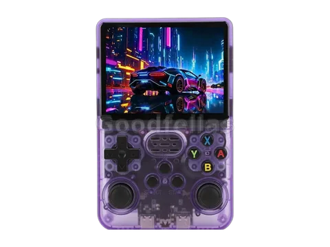 R36S Retro Handheld Game Console – Transparent Purple
