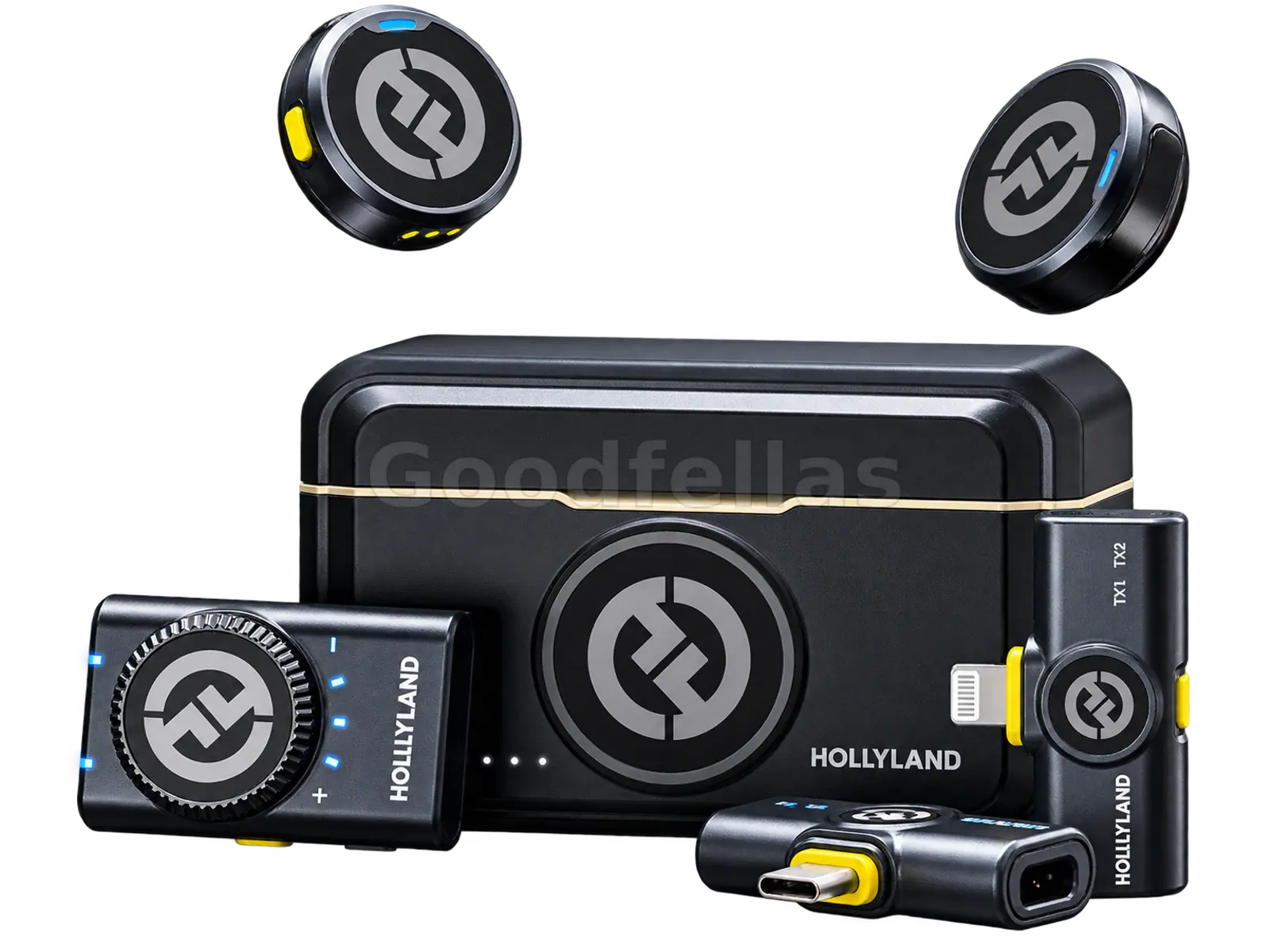 Hollyland LARK M2 Combo Wireless Lavalier Microphone Kit (2 TX, Camera, USB-C & Lightning Receivers) - Shine Charcoal