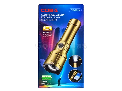 COBA CB-R19 Rechargeable LED Flashlight 2000M - Gold