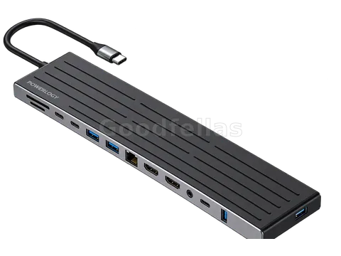 Powerology Nexis 13-in-1 Multi-Display USB-C Hub & Laptop Stand - Black