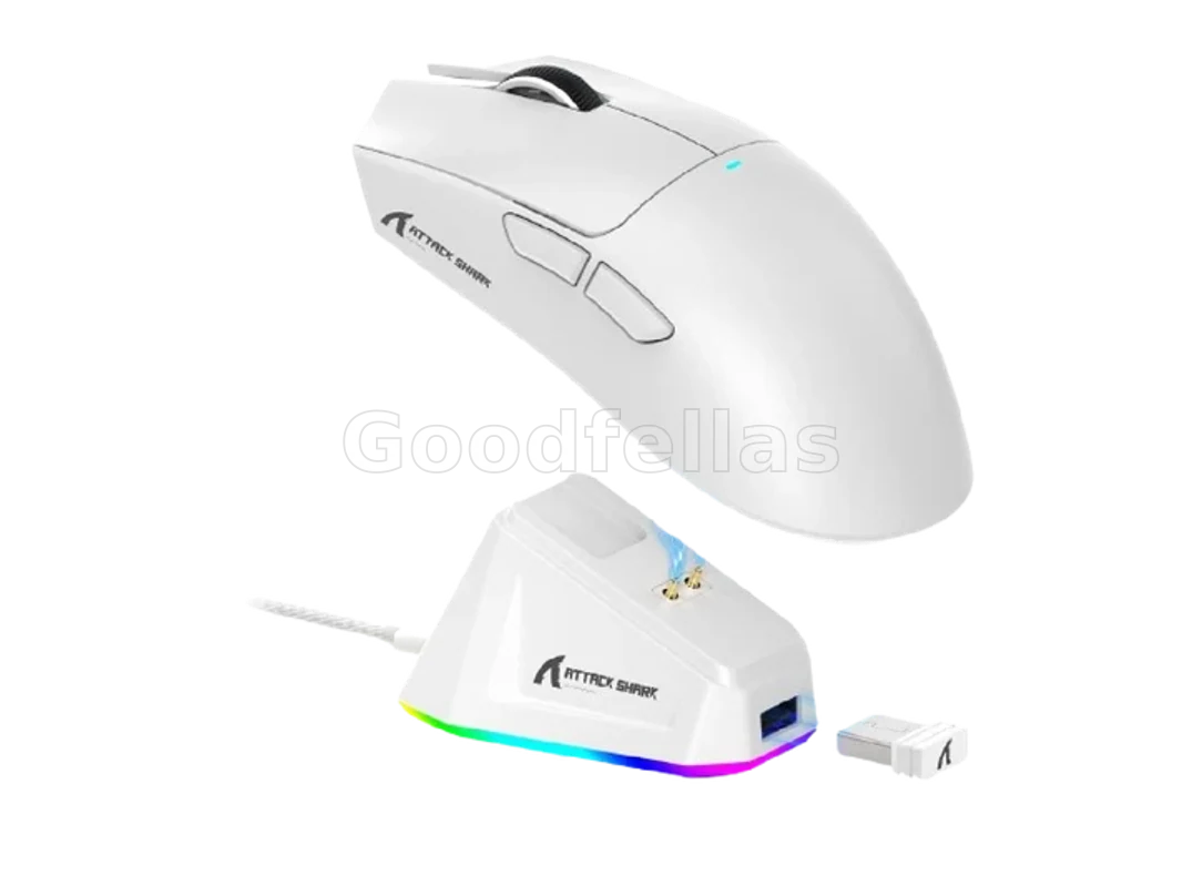 ATTACK SHARK X11 Wireless Gaming Mouse with RGB Charging Dock – White