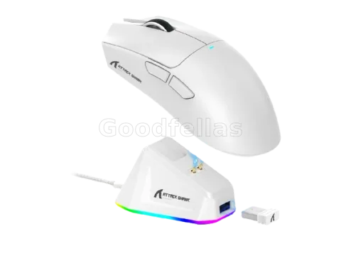 ATTACK SHARK X11 Wireless Gaming Mouse with RGB Charging Dock – White