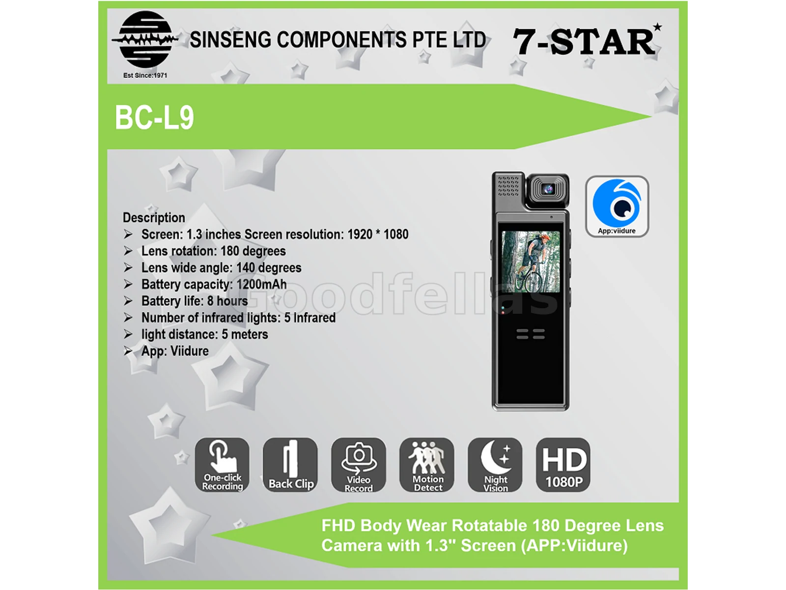 BC-L9 — FHD WiFi Body Wear Camera