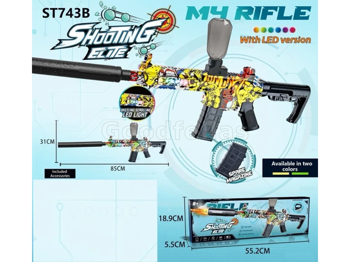 Shooting Elite M4 Rifle Electric Gel Ball Blaster LED Version