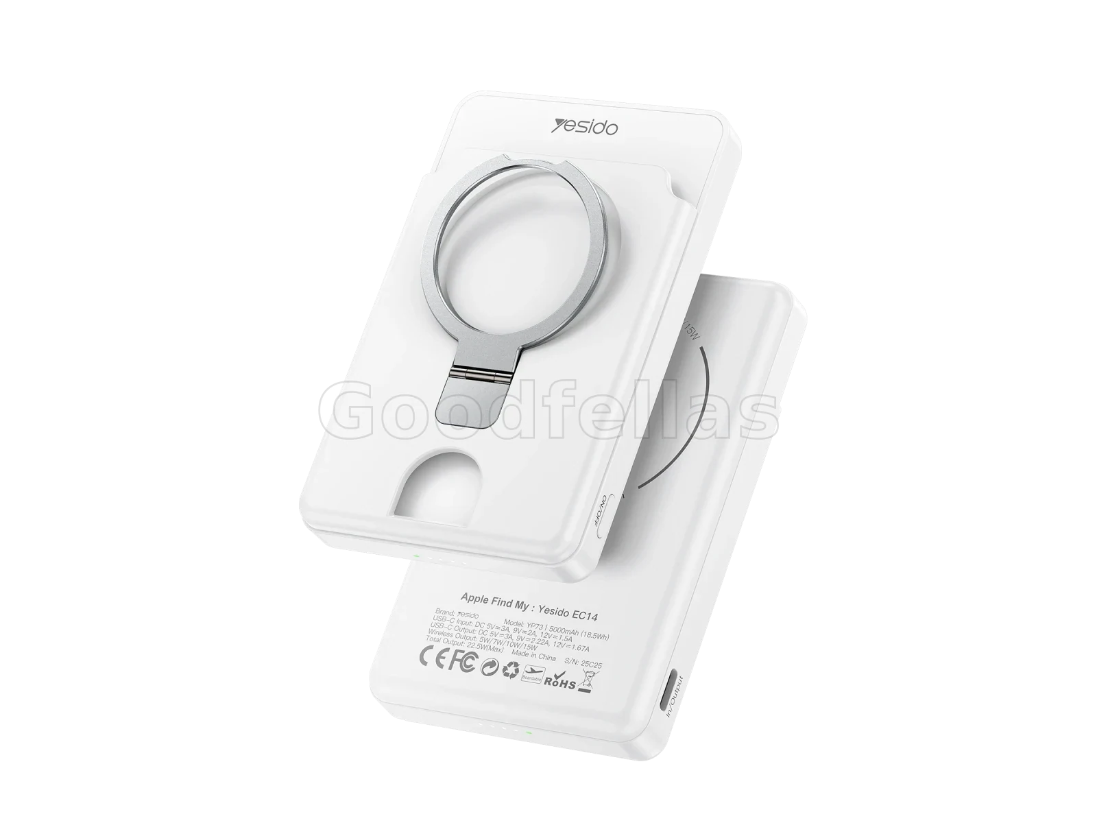 Yesido YP73 5,000mAh Location-Tracking MagSafe Power Bank – White