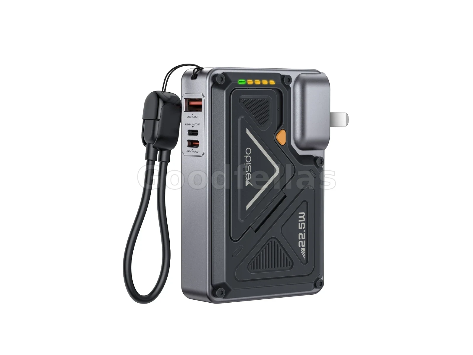 Yesido YP89 10,000mAh 5-in-1 22.5W PD / 15W MagSafe Power Bank with Stand – Black