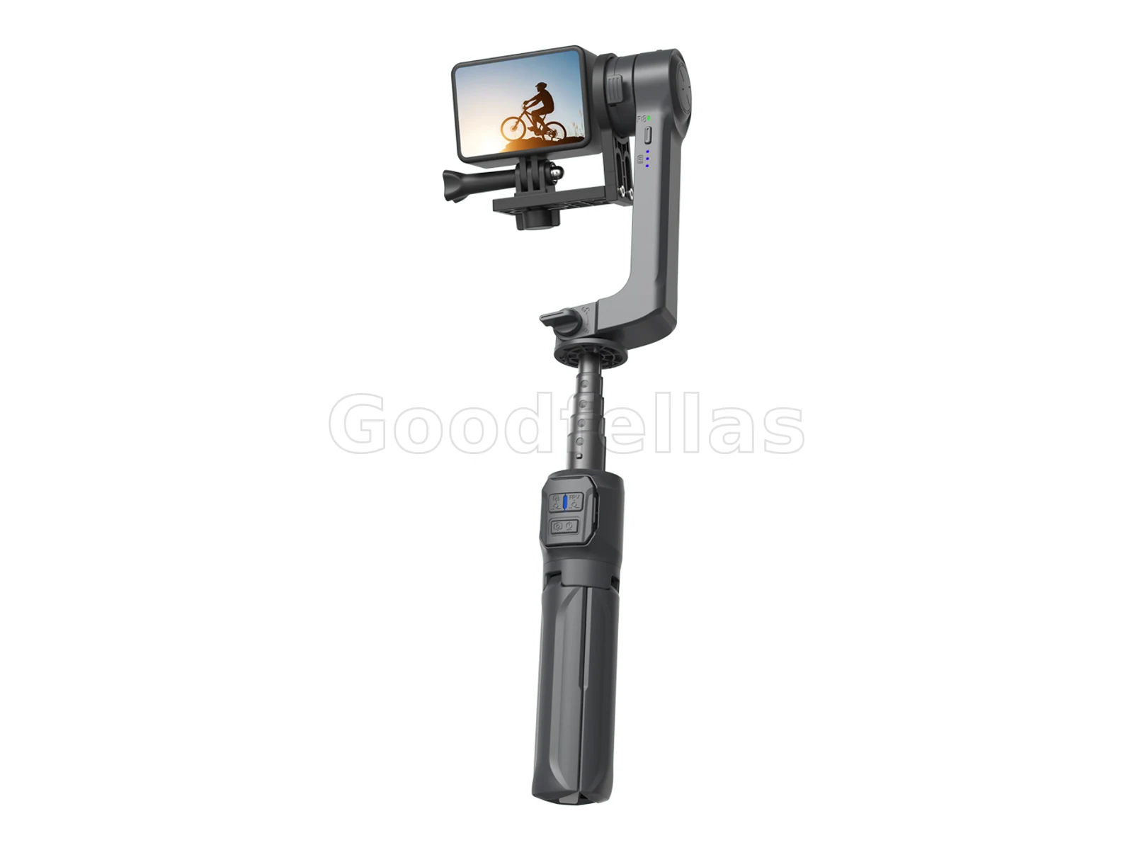 Porodo 2-Axis Gimbal Stabilizer with Tripod & Extension Rod – Black