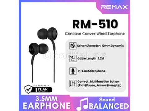 RM-510 Concave Convex 3.5mm Wired Earphones – Black
