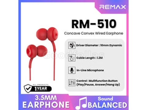 RM-510 Concave Convex 3.5mm Wired Earphones – Red