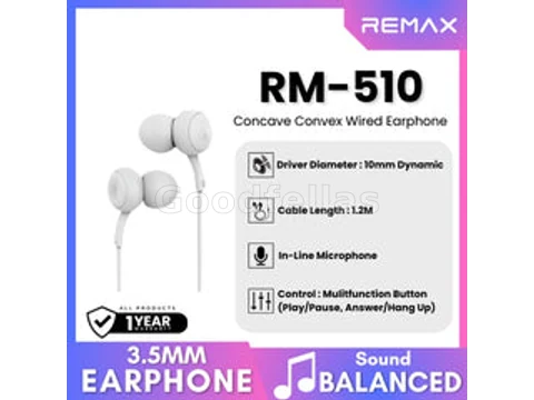 RM-510 Concave Convex 3.5mm Wired Earphones – White