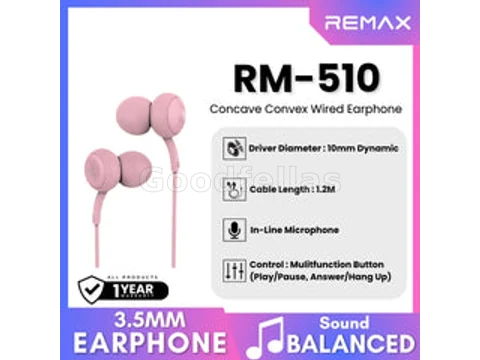 RM-510 Concave Convex 3.5mm Wired Earphones – Pink