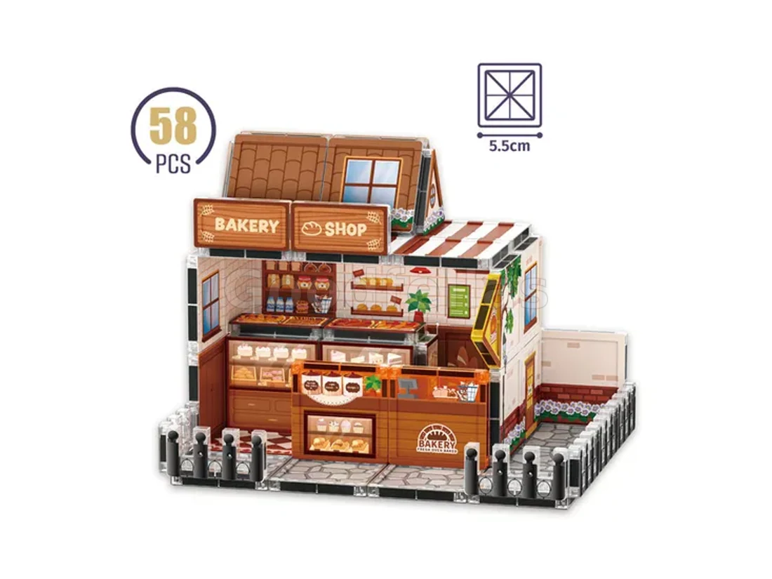 Magnetic Building Tiles Bakery Shop — 58 Pieces