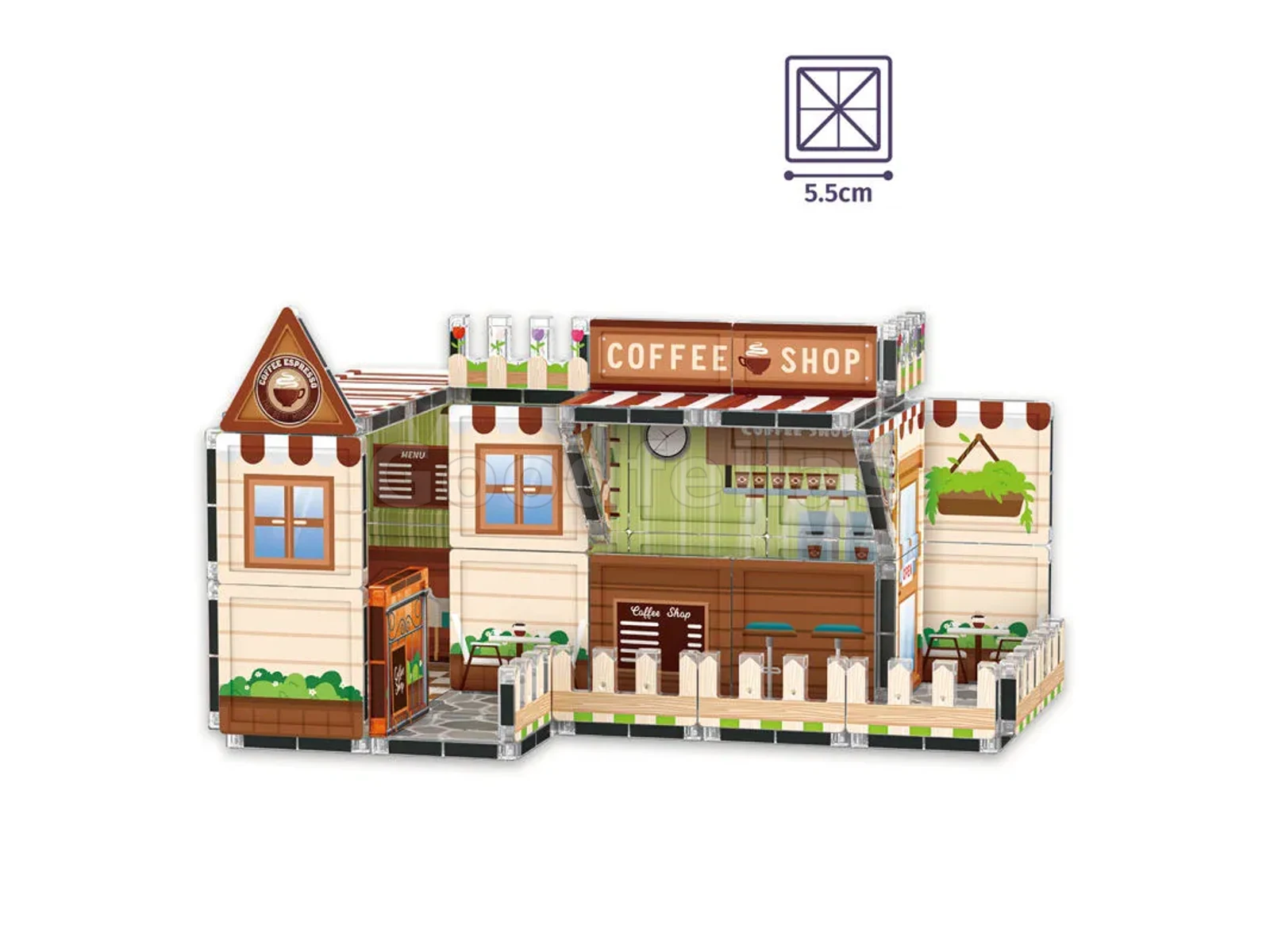 Magnetic Building Tiles Coffee Shop — 58 Pieces