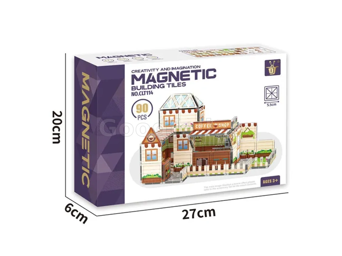 Magnetic Building Tiles Coffee Shop — 90 Pieces