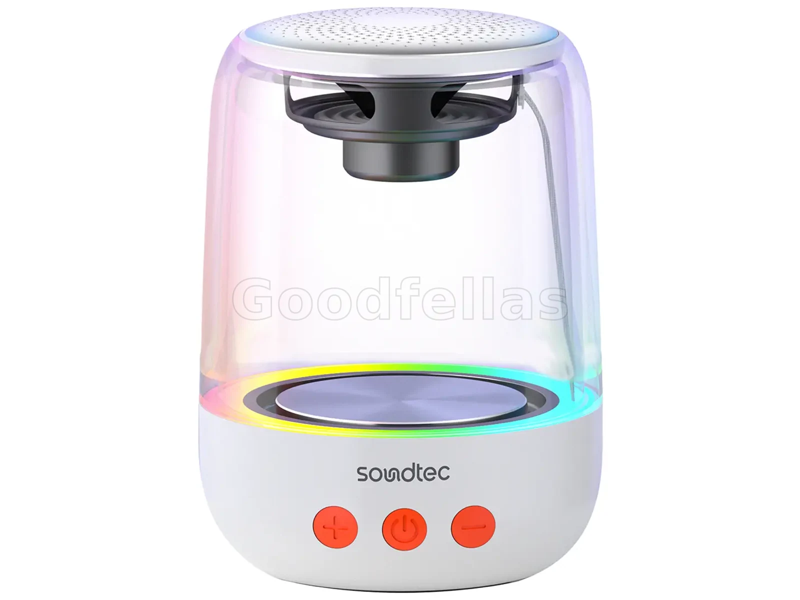 Porodo Soundtec Crystal-Glow Mini Bluetooth Speaker with TWS Pairing & Hands-Free Calls - White