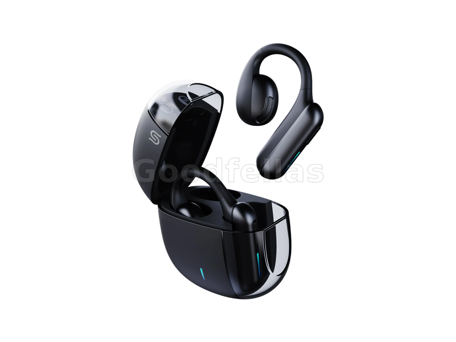 Porodo Soundtec Air Conduction TWS Earbuds with Semi Transparent Case - Black