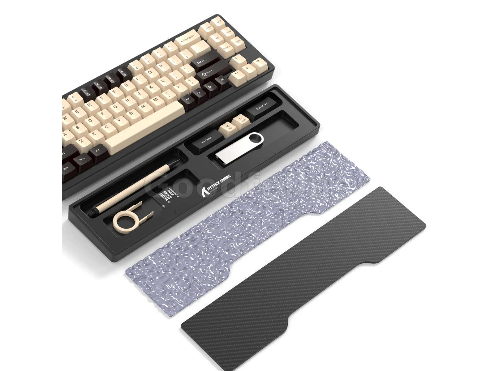 ATTACK SHARK Aluminum Alloy Wrist Rest with Partition Storage Case