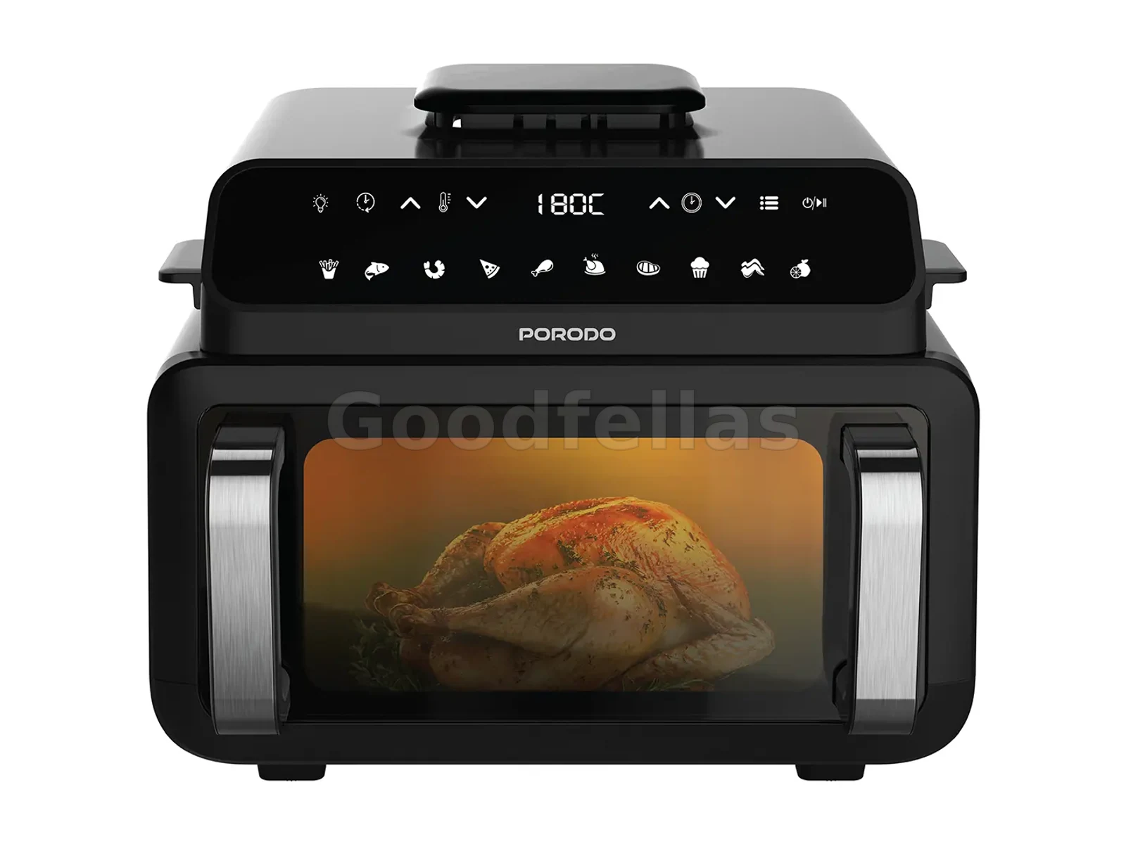 Porodo Lifestyle Flexi Cook Pro Indoor Grill, Pizza Oven, Air Fryer - Black