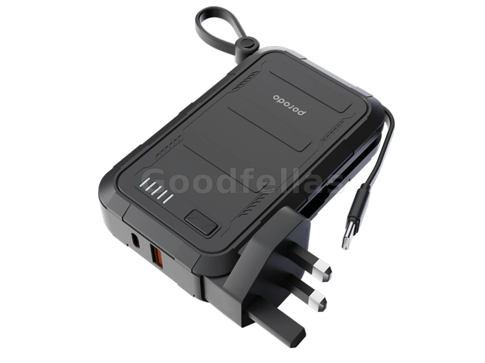 Porodo 10000mAh Wall Charger Power Bank - Black