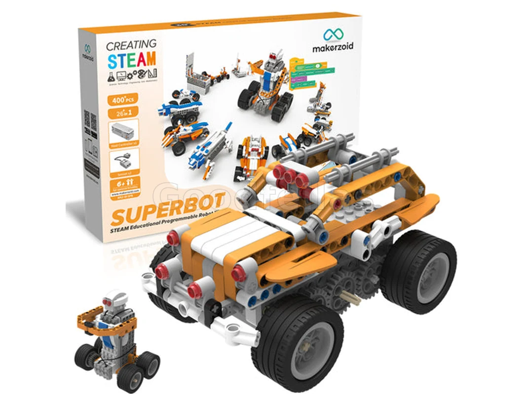 Makerzoid Superbot Educational – 26-in-1, 400+ pcs Programmable Coding Robot Kit