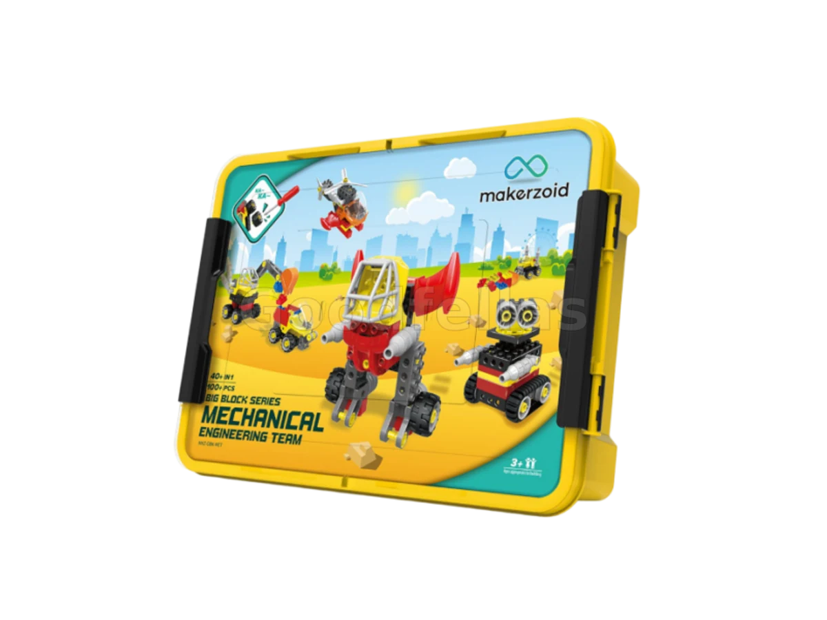 Makerzoid Mechanical Big Building Blocks – 40-in-1, 100+ pcs Engineering Team Kit