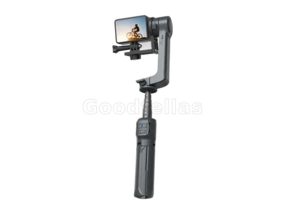 Porodo 2-Axis Gimbal Stabilizer with Extension Rod & Built-In Tripod – Gun Grey