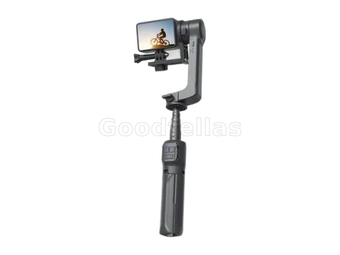 Porodo 2-Axis Gimbal Stabilizer with Extension Rod & Built-In Tripod – Gun Grey