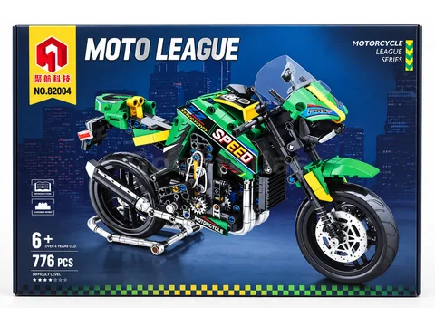 82004 — MOTO LEAGUE Green Z900-Style Racing Motorcycle Building Set