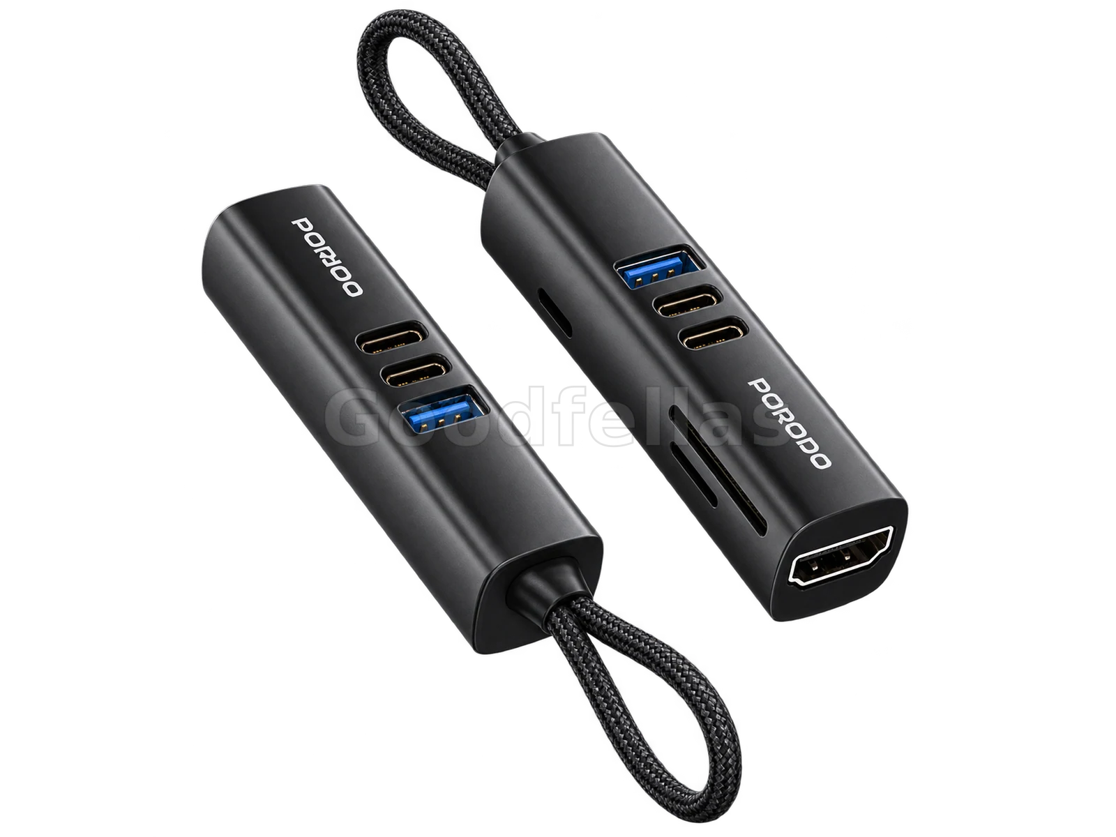 Porodo 7-in-1 Multi-Port USB Hub 5Gbps 100W PD 4K HDMI - Black