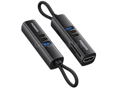 Porodo 7-in-1 Multi-Port USB Hub 5Gbps 100W PD 4K HDMI - Black