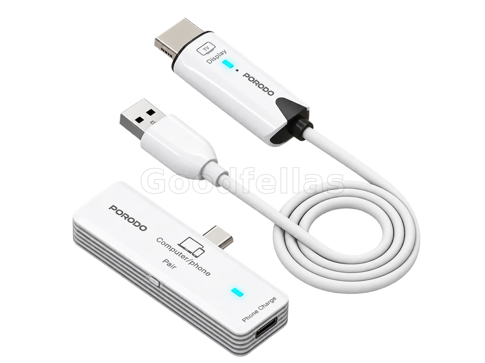 Porodo Portana USB-C to HDMI Wireless Display Adapter 1080p 5.8GHz - White